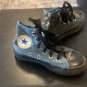Boys‎ Converse All Star Sneakers size 10.5 Blue/black/camo/plaid